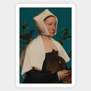 Portrait of a Lady with a Squirrel and a Starling - Hans Holbein the Younger Sticker